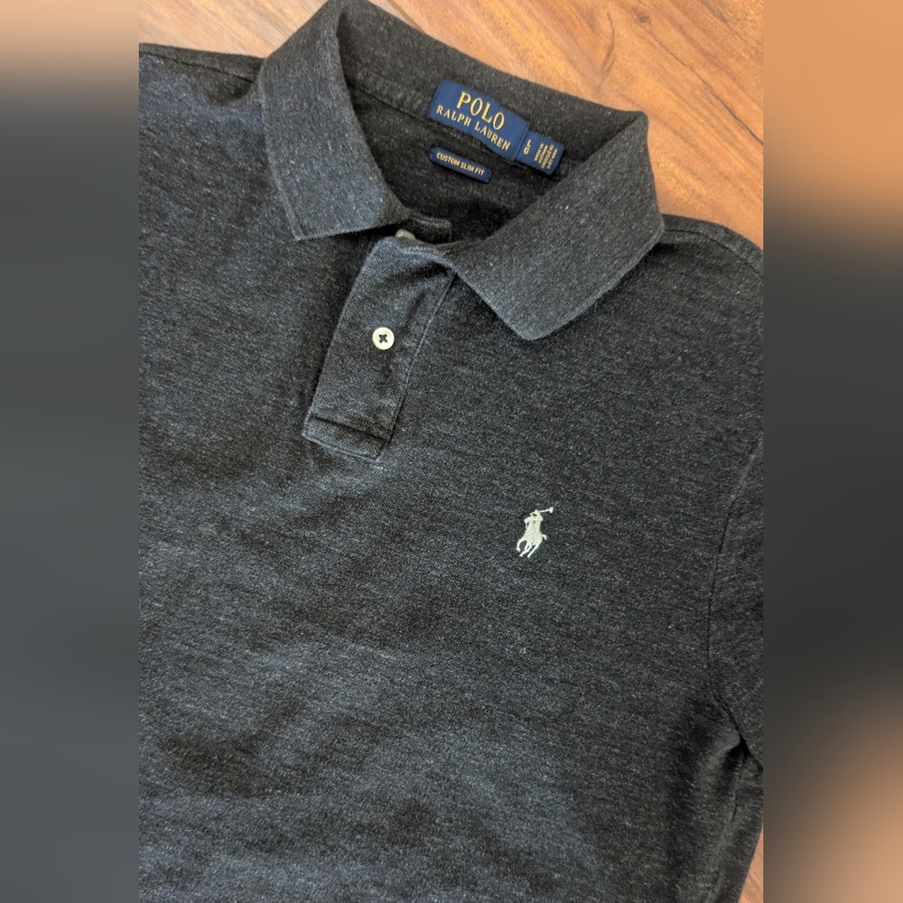 Polo Ralph Lauren Men's Classic Slim Fit In Black Marled Heather Sz Large - Picture 3 of 6